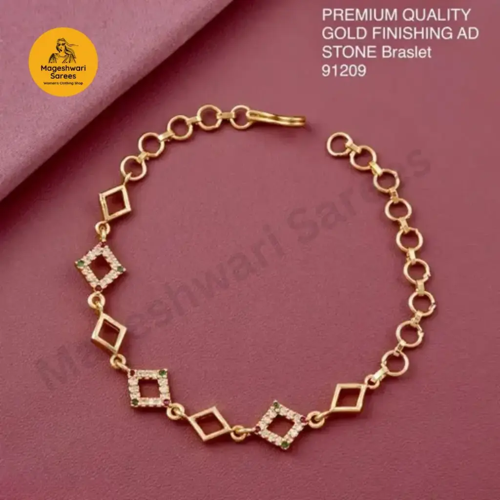 Gold Finished Stone Bracelet for Women (Box Shape) - Premium Quality