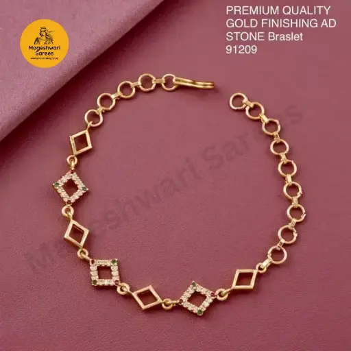 Gold Finished Stone Bracelet for Women (Box Shape) - Premium Quality